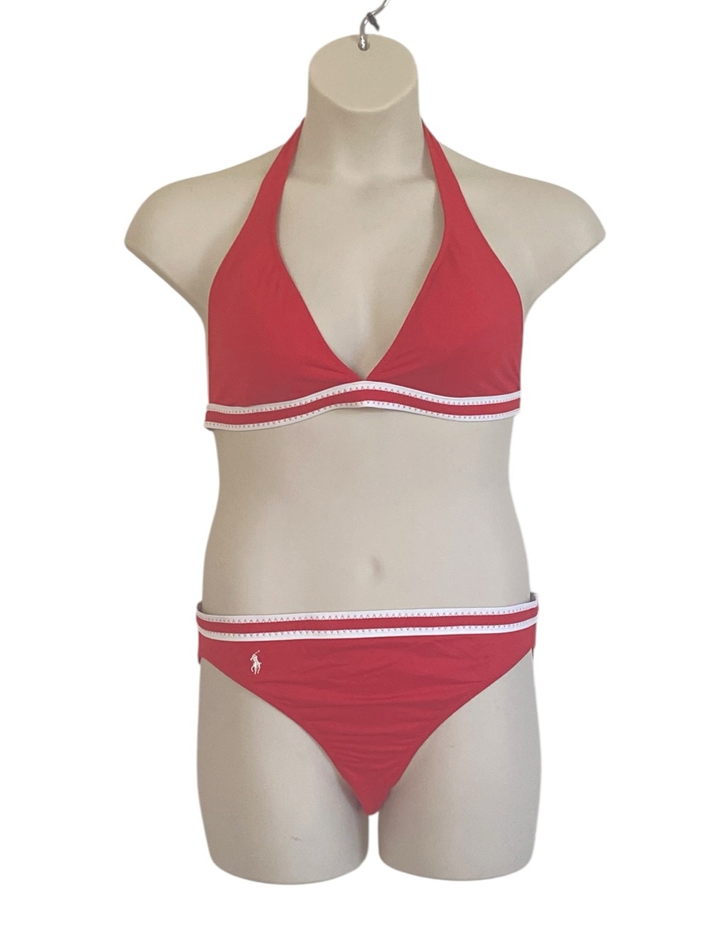 Ralph Lauren Vintage Y2K Red White Bikini Swim Skirt 3 Piece Set Sz L - Picture 3 of 16